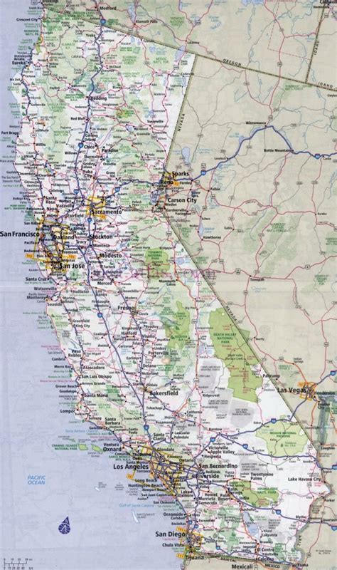 Free Detailed Road Map of California .